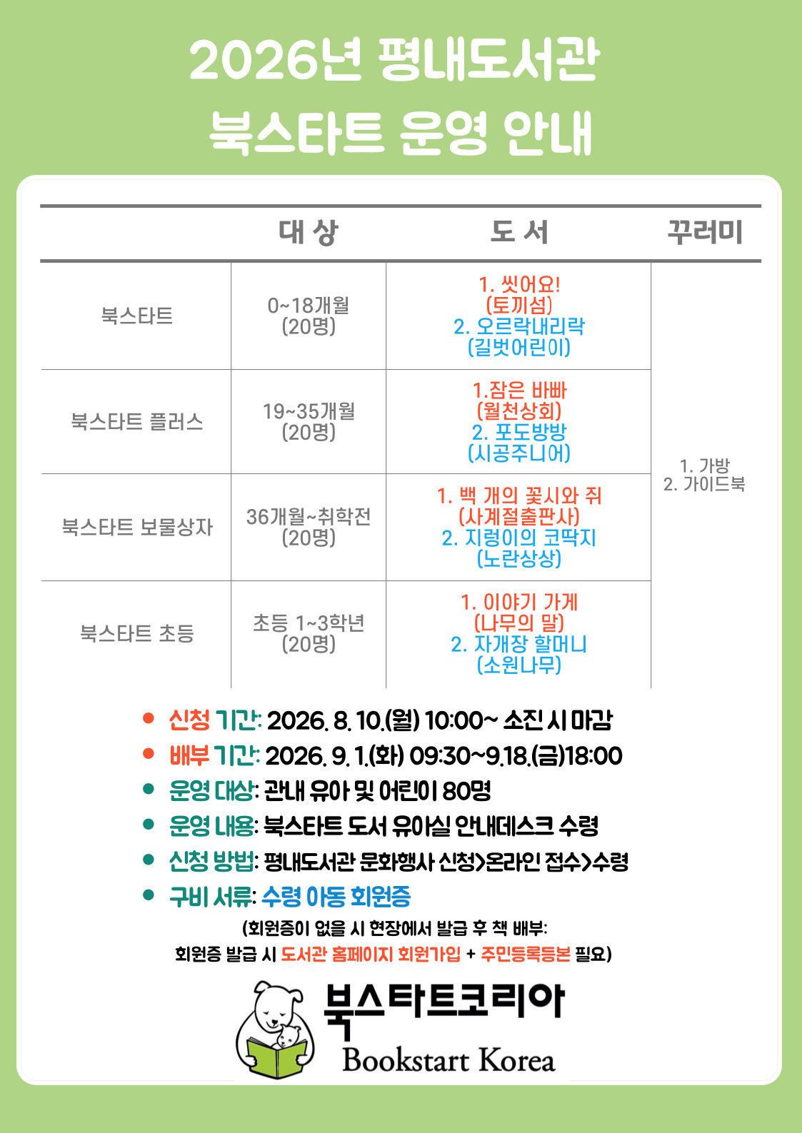 2026 평내도서관 북스타트 