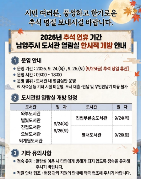 추석 연휴 안내문